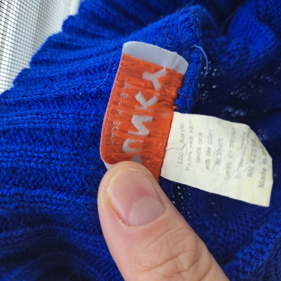 LAST CHANCE Mockneck Electric Blue Sweater Medium/Large Eclectic Grandpa - Picture 3 of 5